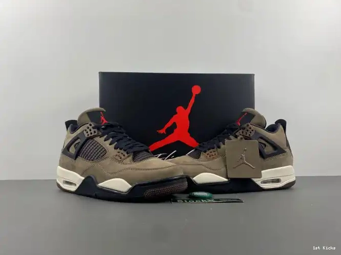 1st Kicks AJ4-882335 Brown Retro Jordan 4 x Air Scott TS Travis 0625